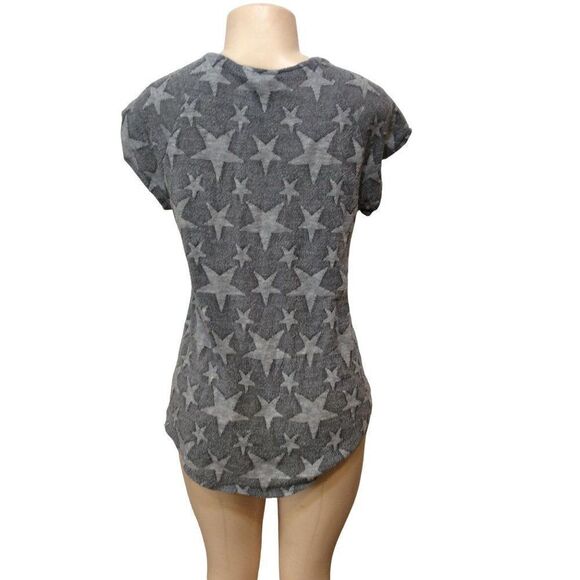 Style & Co Women Stars And City Short Sleeve Top Size M Gray - Picture 2 of 3